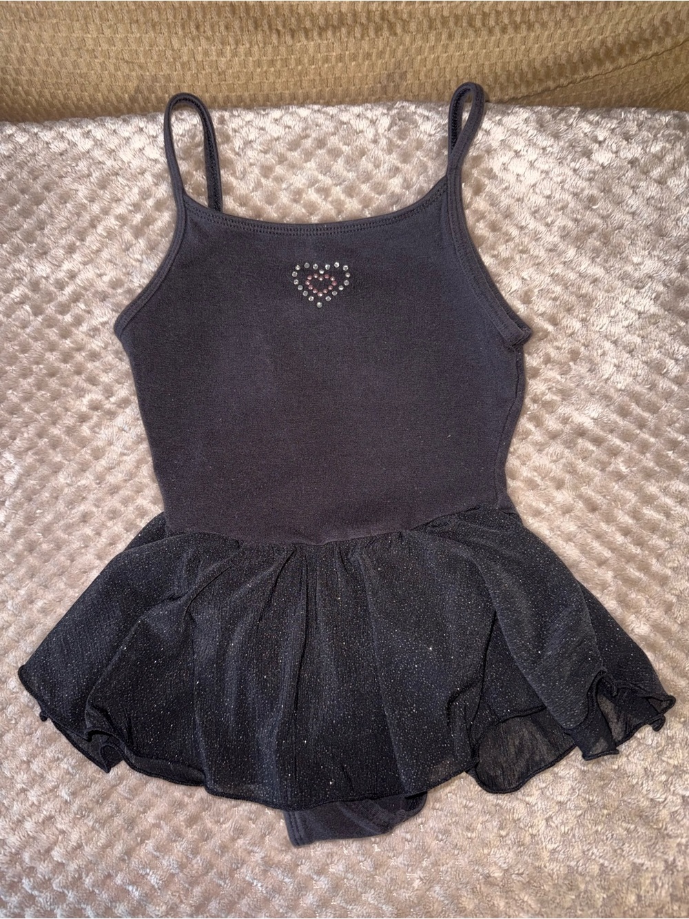 Freestyle Black Sparkle Tutu Leotard with Rhinestone Heart